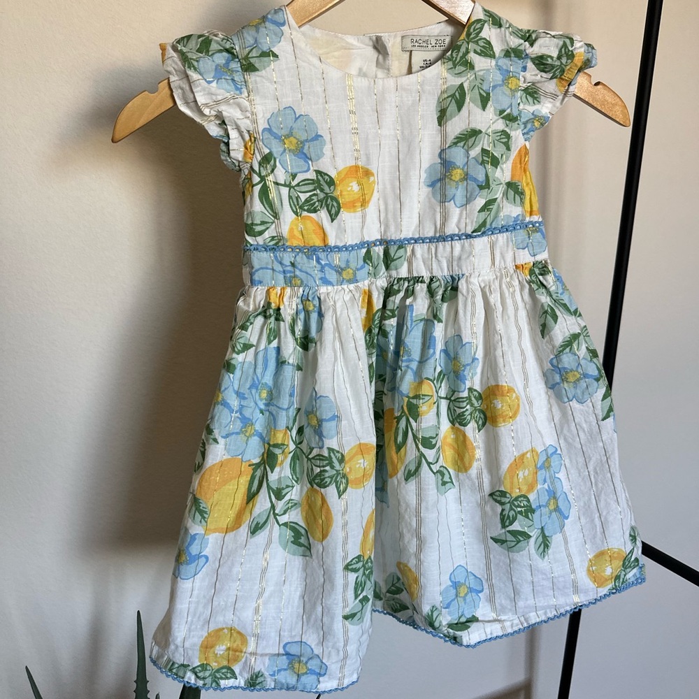 Rachel Zoe Blue and Yellow Floral Kids Dress